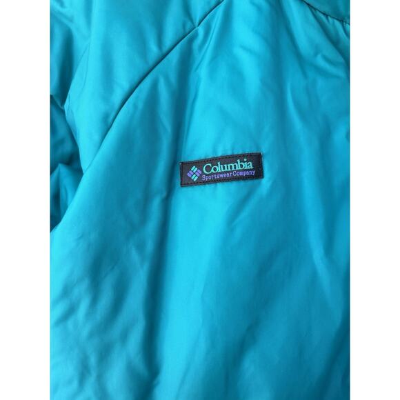 Vintage Columbia Womens Reversible Bomber Jacket Large Blue Purple Full Zip 90s - Picture 4 of 12